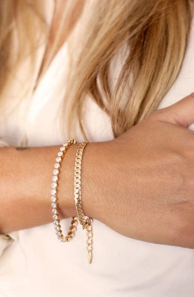 Ettika Cubic Zirconia Bezel Bracelet In Gold