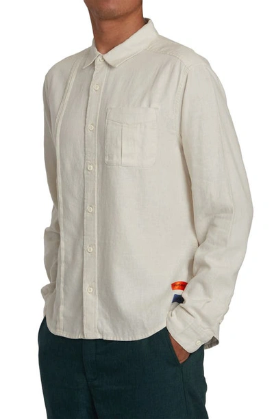 Shop Rvca Spun Spirit Studio Linen Blend Button-up Shirt In Natural