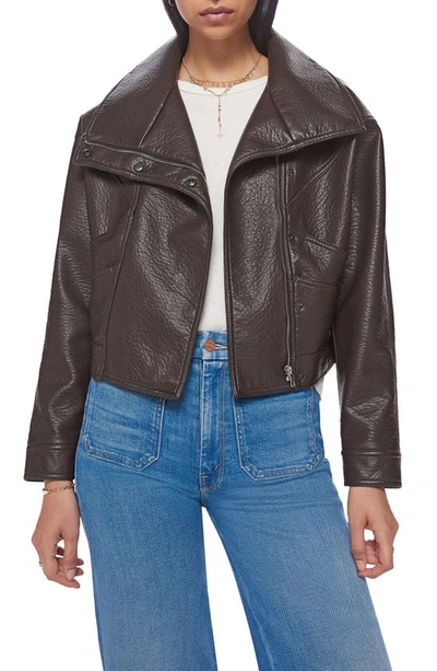 Shop Mother Faux Leather Moto Jacket In Bulls-eye