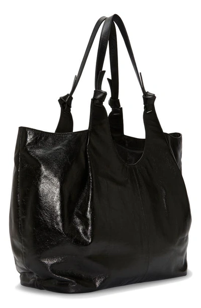 Shop Vince Camuto Ciera Leather Tote In Black Crackle Leather