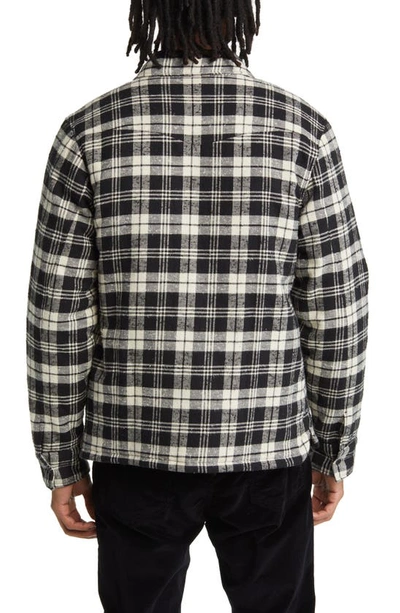Shop Officine Generale Harring Plaid Cotton Shirt Jacket In Black/ Ecru