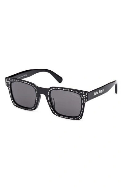 Shop Moncler X Palm Angels 51mm Square Sunglasses In Shiny Black / Smoke