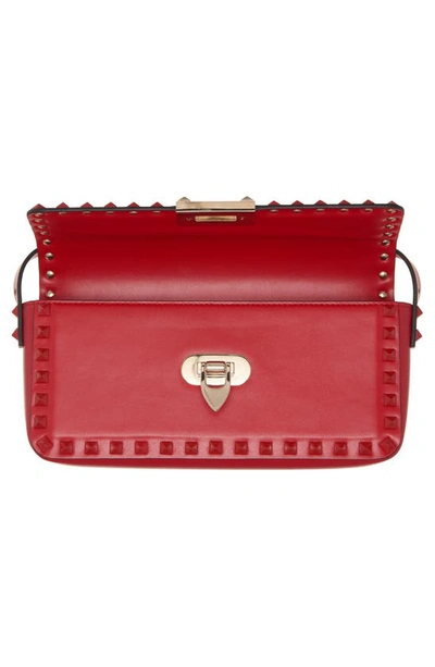 Shop Valentino Garavani Rockstud23 Leather East/west Shoulder Bag In Ju5 Rouge Pur