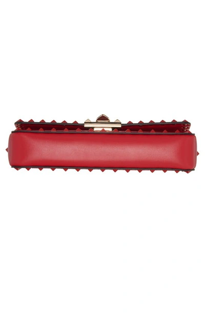 Shop Valentino Garavani Rockstud23 Leather East/west Shoulder Bag In Ju5 Rouge Pur