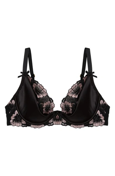 Shop Playful Promises Alicia Embroidered Underwire Plunge Bra In Black