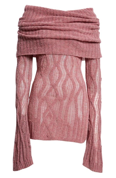 Shop Jean Paul Gaultier X Knwls The Lilac Clavicle Long Sleeve Virgin Wool Blend Sweater Minidress