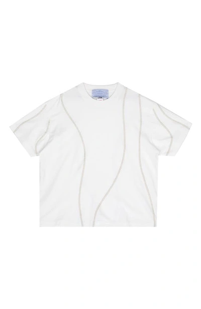 Shop Jungles Overlock Stitch Cotton T-shirt In Off White