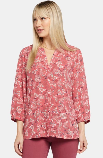 Shop Nydj Pintuck Blouse In Rosalie