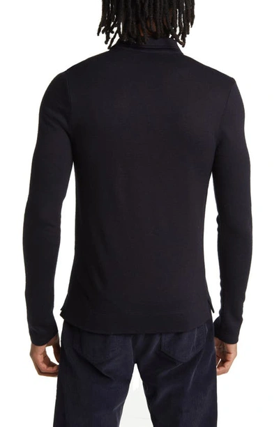 Shop Officine Generale Brent Knit Wool Button-up Shirt In Dark Navy