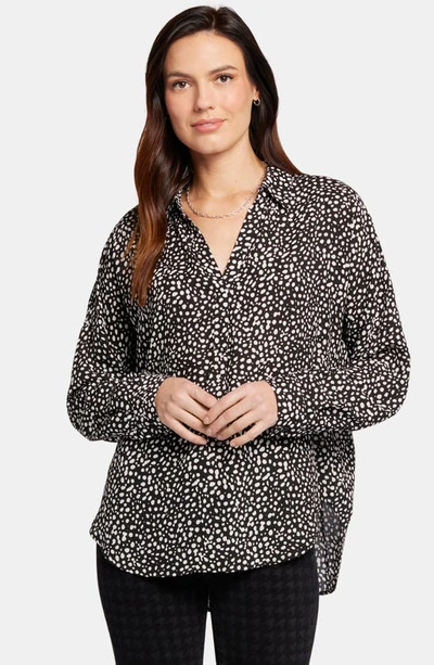 Shop Nydj Becky Recycled Polyester Georgette Blouse In Dillon Dots