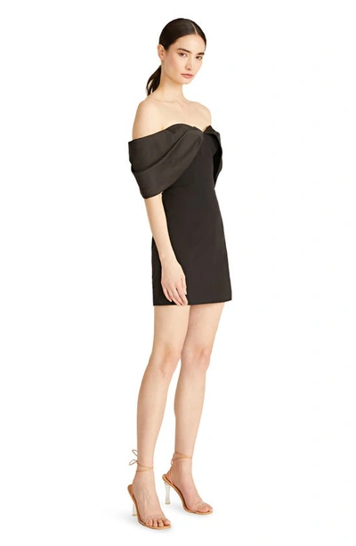 Shop ml Monique Lhuillier Luna Off The Shoulder Crepe Minidress In Black