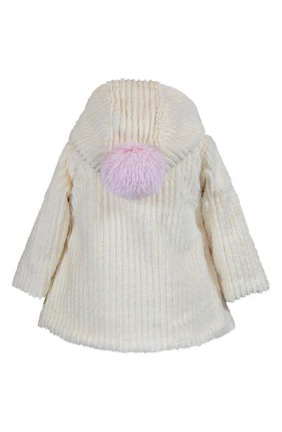 Shop Widgeon Faux Fur Pompom Hooded Swing Coat In Cream Cable Texture