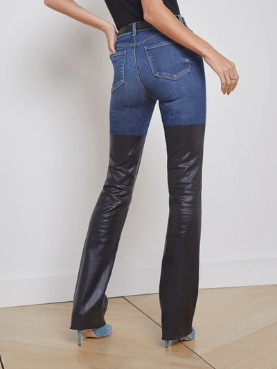 Shop L Agence Ruth Coated Straight-leg Jean In Magnolia/black Coated