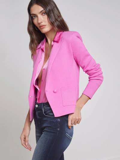 Shop L Agence Sofia Knit Blazer In Hot Pink