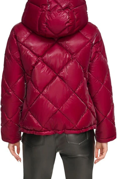 Shop Dkny Diamond Quilt Water Resistant Puffer Jacket In Wine Lush