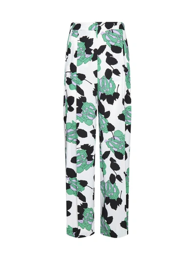 Shop Diane Von Furstenberg Trousers In Camo Floral Lg Ivory