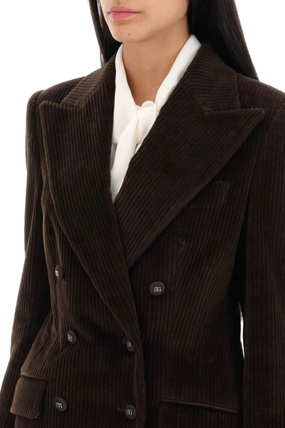 Shop Dolce & Gabbana Double-breasted Corduroy Jacket Women In Brown