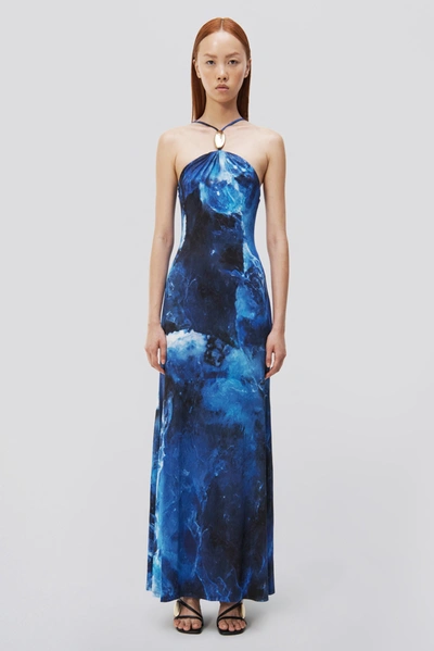 Shop Jonathan Simkhai Sunnie Gown In Blue Rock Crystal Print