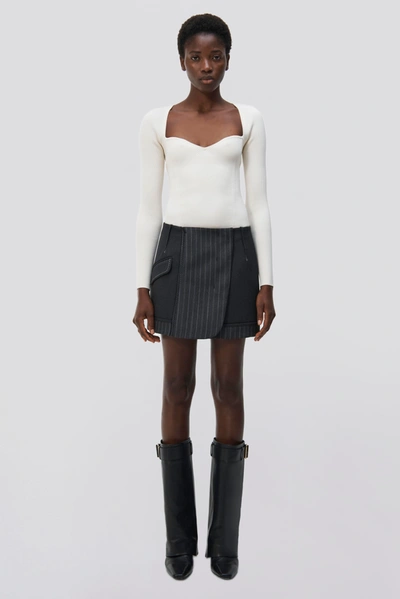 Shop Jonathan Simkhai Payton Skirt In Grey Pinstripe Multi