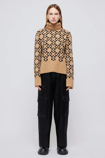 Shop Jonathan Simkhai Charlenne Sweater In Camel Black Multi