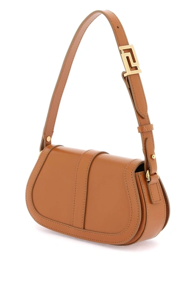 Shop Versace 'greca Goddess' Mini Shoulder Bag Women In Brown