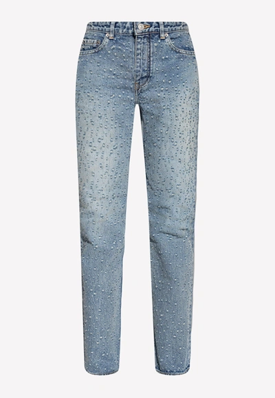 Shop Balenciaga Distressed Slim Jeans In Blue