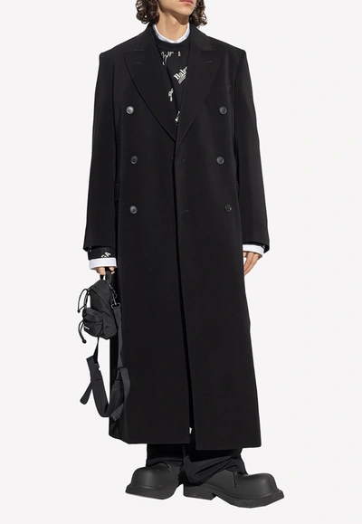 Shop Balenciaga Double-breasted Coat In Black