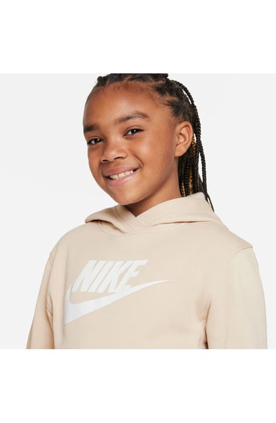 Shop Nike Kids' Sportswear Club Fleece Hoodie In Sanddrift/ White