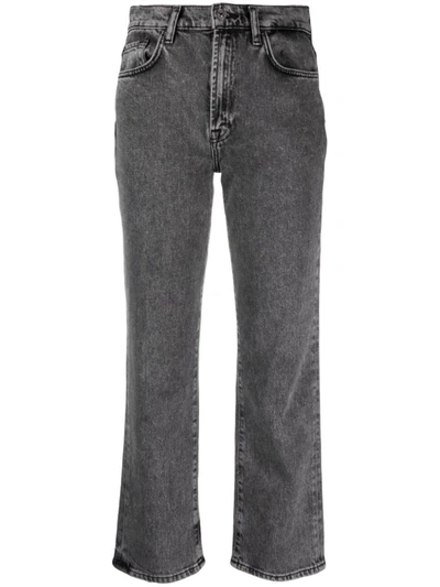 Shop 7 For All Mankind Cropped Denim Jeans In Grey