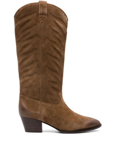 Shop Ash Heaven Suede Texan Boots In Brown