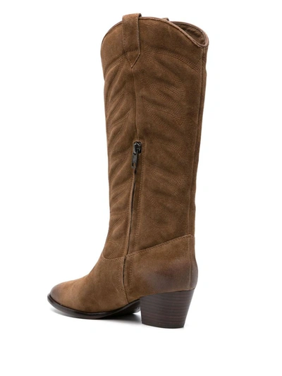 Ash Heaven Texan Boots In Brown Suede In Brown