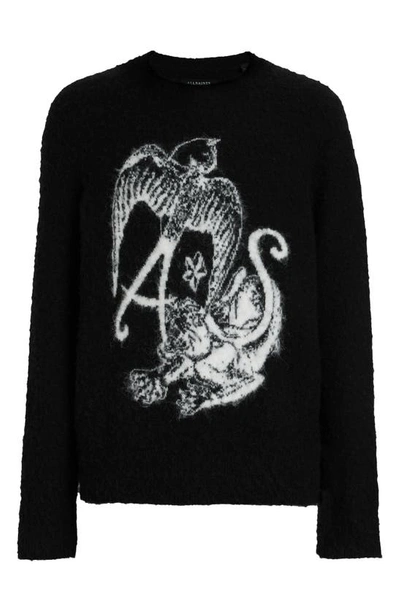 Shop Allsaints Wilder Intarsia Crewneck Sweater In Black