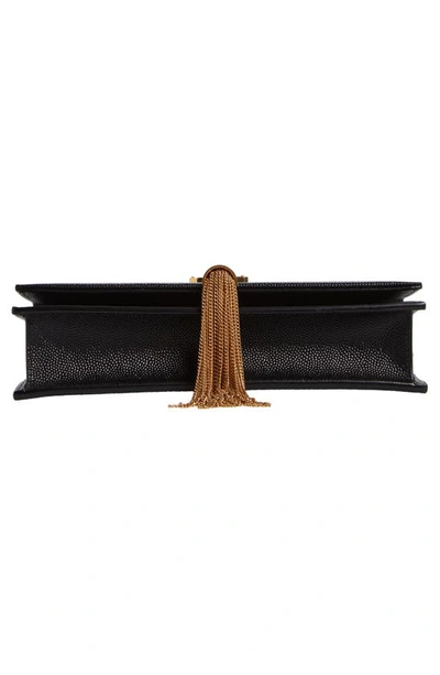 Shop Saint Laurent Cassandre Kate Tassel Leather Wallet On A Chain In Nero