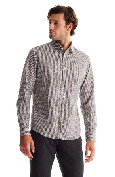 Shop Soft Cloth Soft Italian Print Dress Shirt In Flat Grey Hex