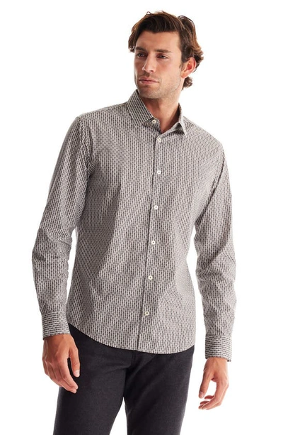 Shop Soft Cloth Soft Italian Print Dress Shirt In Flat Grey Hex
