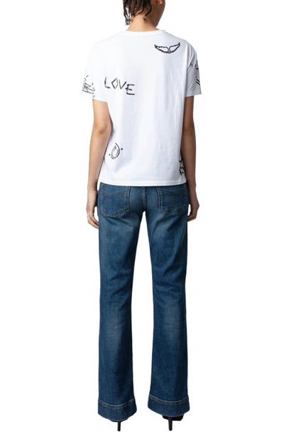 Shop Zadig & Voltaire Marta Manifesto Tag Cotton Graphic T-shirt In Blanc