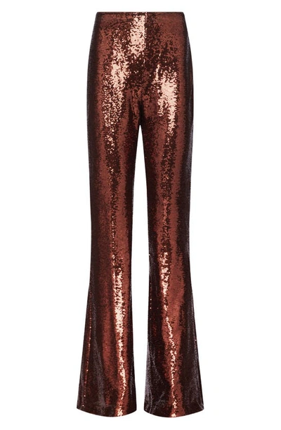 Shop L Agence Honor Sequin Flare Leg Pants In Bronze