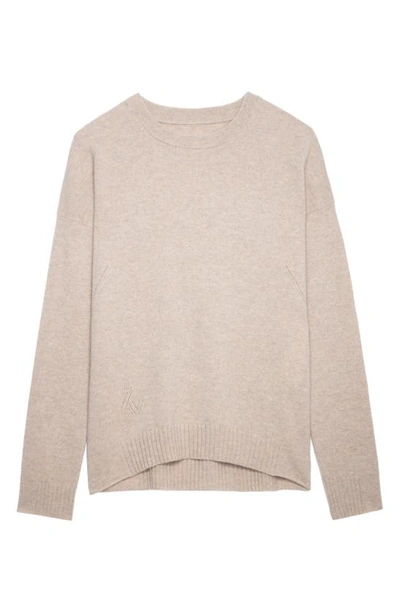 Shop Zadig & Voltaire Cici Patch Cashmere Crewneck Sweater In Avoine