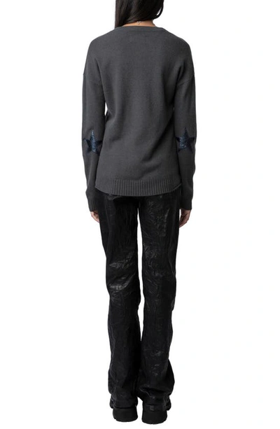 Shop Zadig & Voltaire Vivi Patch Cashmere V-neck Sweater In Ardoise