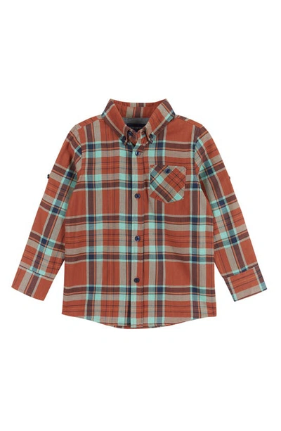 Shop Andy & Evan Rust Plaid Button-down Shirt & Pants Set