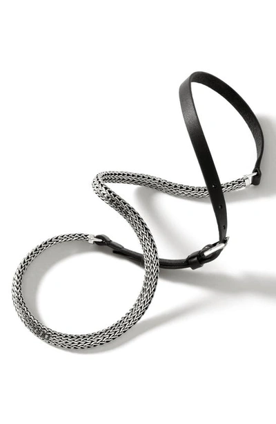 Shop John Hardy Icon Leather & Sterling Silver Wrap Bracelet In Black