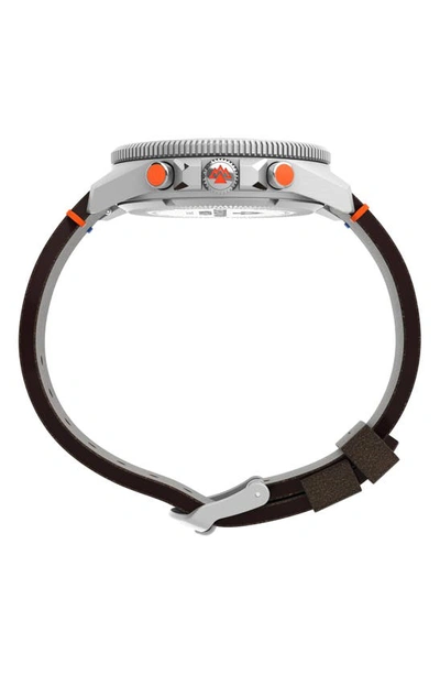 Timex North Tracker Tide Expedition Watch Bousson And Thermometer 43 Mm Ecological Leather Bracelet In Brown
