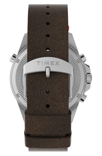 Timex North Tracker Tide Expedition Watch Bousson And Thermometer 43 Mm Ecological Leather Bracelet In Brown