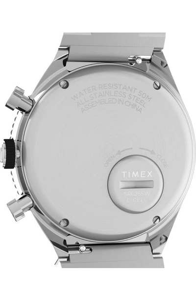 Shop Timex Q  3-time Zone Bracelet Chronograph Watch, 40mm In Stainless Steel