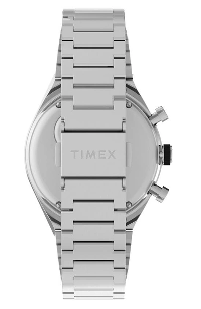 Shop Timex Q  3-time Zone Bracelet Chronograph Watch, 40mm In Stainless Steel