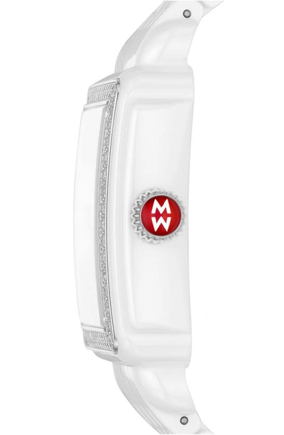 Shop Michele Deco Madison Diamond Bracelet Watch, 33mm In White