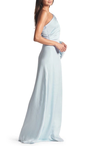 Shop Sachin & Babi Keely Long Sleeve One-shoulder Gown In Ice Blue