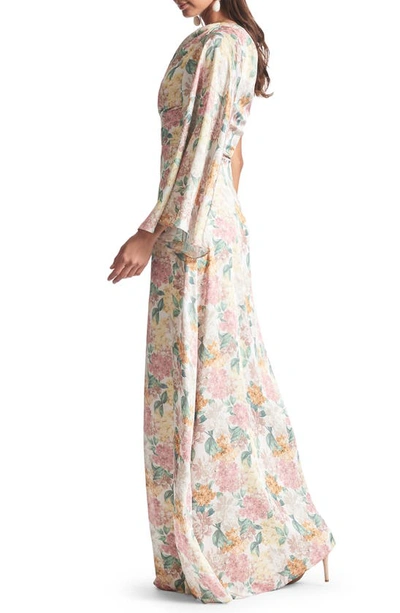 Shop Sachin & Babi Keely Floral Long Sleeve One-shoulder Dress In Antique Bouquet