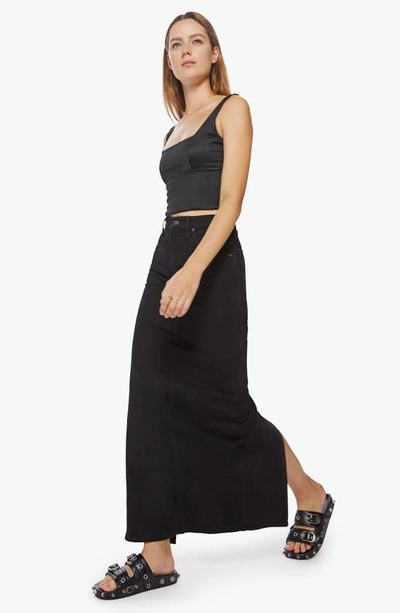 Shop Mother The Candy Stick High Waist Denim Maxi Skirt In Licorice
