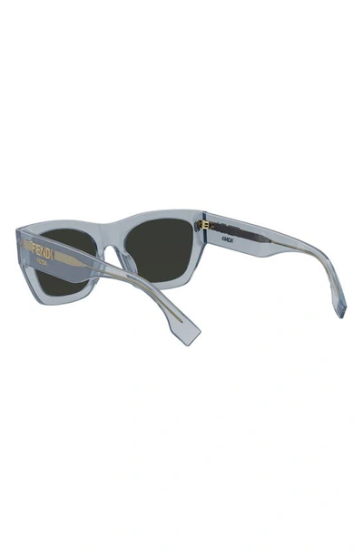 Shop Fendi Roma Rectangular Sunglasses In Shiny Blue / Smoke